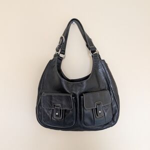 Vintage Ralph Lauren Black Leather Hobo Purse
